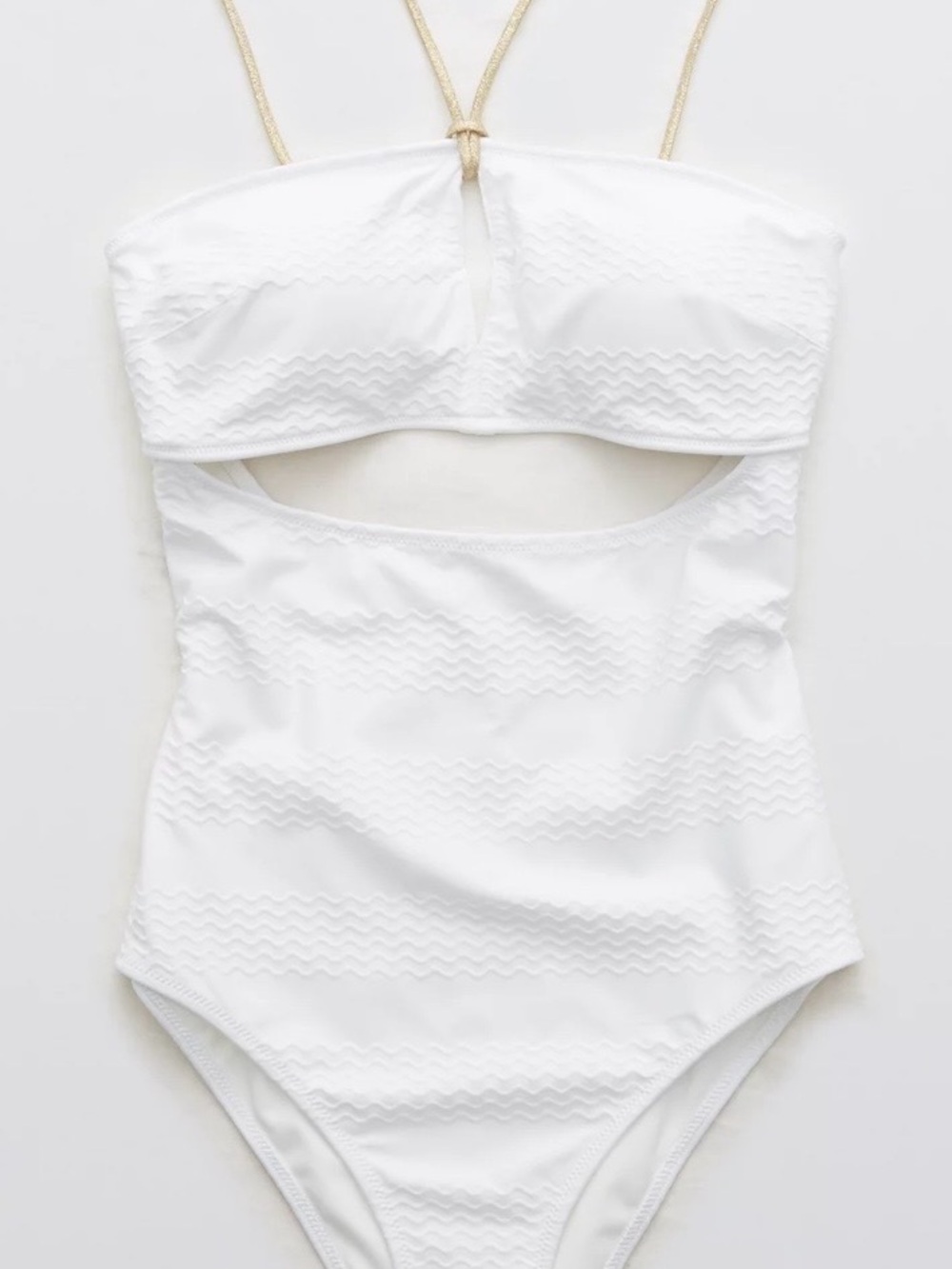 aerie | Jacquard Keyhole Bandeau One Piece Cheeky Booty Swimsuit Small Long